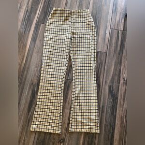 Urban Outfitters Soft Plaid Flare Pants Yellow Check Size S